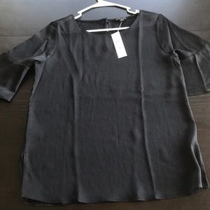 Black flounce sleeve Ann Taylor blouse